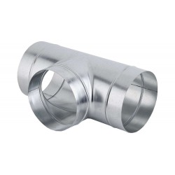 Galvanized steel T-fitting for ventilation systems