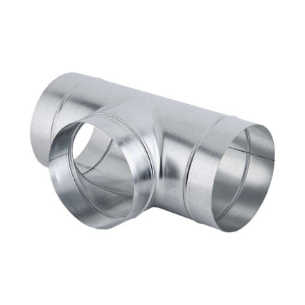 Tê de aço galvanizado Ø 200 a 450mm para ventilação, vmc ou rede de restauração