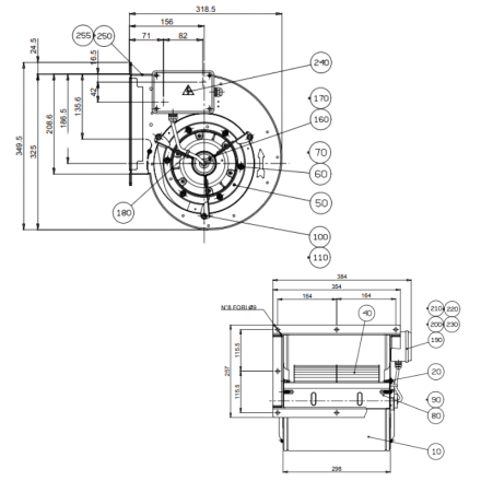 Motor ventilador 2600 DD7/9 2600 m3/h - compatible con todas las campanas pro