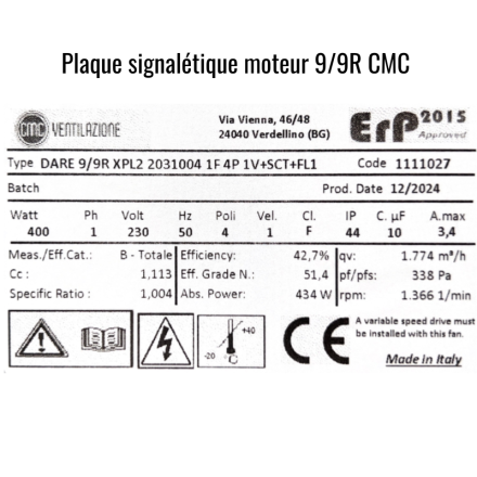 Motor 8/9-9/9T 3000m3/h Nicotra - Compatible con todas las campanas profesionales