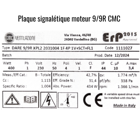 Motor 8/9-9/9T 3000m3/h Nicotra - Compatible con todas las campanas profesionales