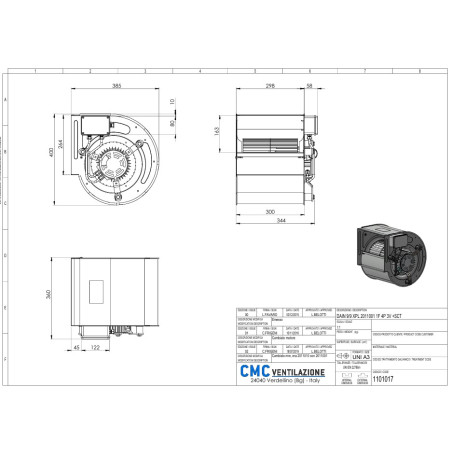 Motor-Fan Subassembly for C.VEC 1500, and VEC 240 (except Hygro) - ALDES 11056098