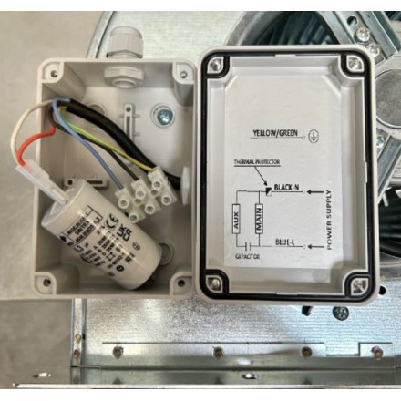 Wiring diagram for the DD 77 300W single-phase range hood motor