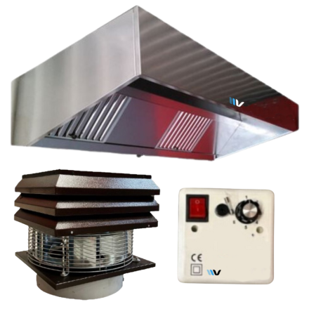 Campana de acero inoxidable, Extractor de tejado, Regulador de intensidad de 220 V