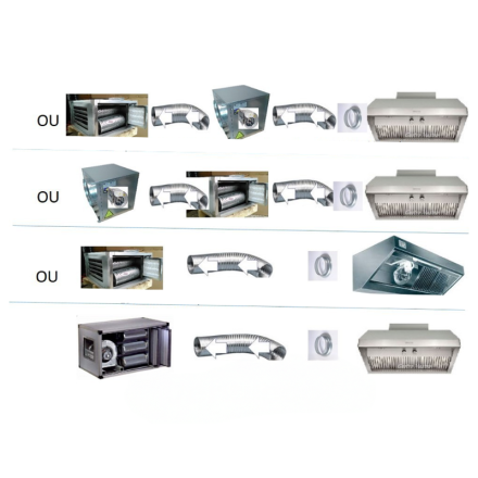 PACK Campana de acero inoxidable con caja de carbón antiolor + motor remoto para hostelería
