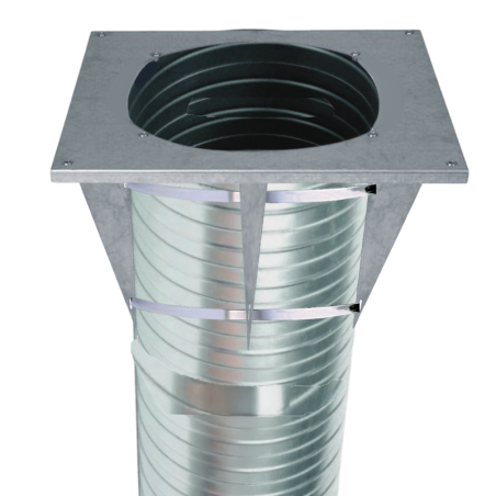 Mounting kit for a turret on a professional roofing ventilation duct