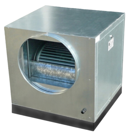 Anti-vibration panel for the motor housing of a professional ventilation system exhaust fan