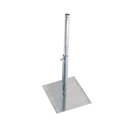 Deck support leg with insulated clamp for duct mounting