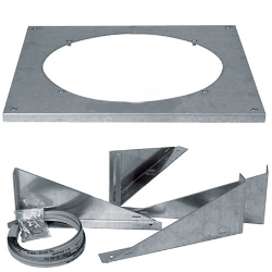 Mounting kit for a turret on a professional ventilation duct
