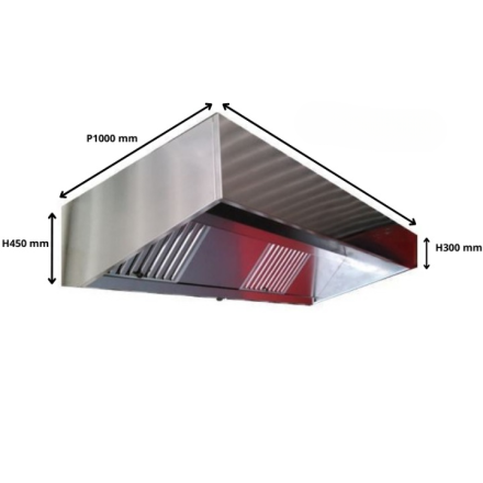 PACK Campana de acero inoxidable con caja de carbón antiolor + motor remoto para hostelería