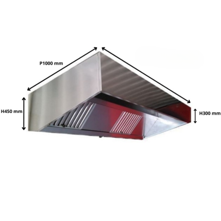 PACK Campana de acero inoxidable con caja de carbón antiolor + motor remoto para hostelería