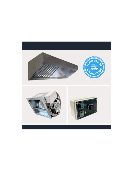 Campana Food Truck: campana de acero inoxidable con motor y variador de intensidad de 230 V