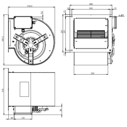 Motor turbina VENTILECO 1500m3/h DD 7/7 para campanas profesionales - En Stock