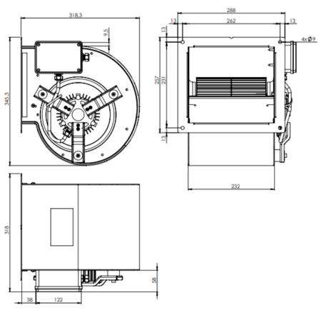 Motor turbina VENTILECO 1500m3/h DD 7/7 para campanas profesionales - En Stock