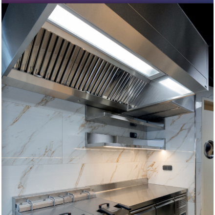 Custom-made professional stainless steel range hoods, 1 to 6 meters