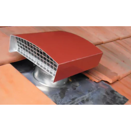 Red ventilation hood on a roof tile