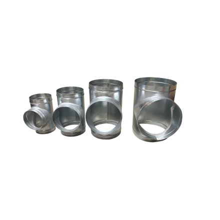 Galvanized steel T-fittings, Ø 200–630 mm, for mechanical ventilation (VMC) or restaurant ventilation systems
