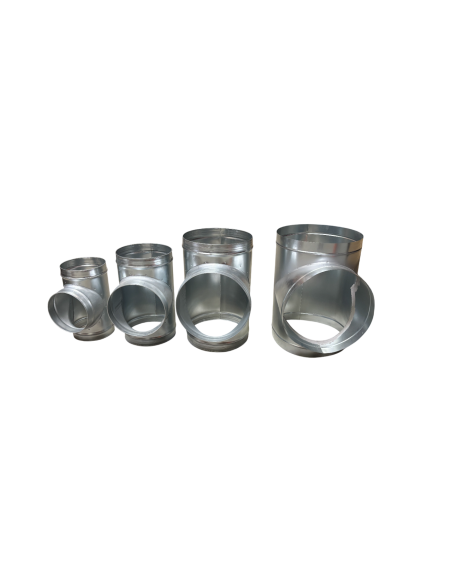 Galvanized steel T-fittings, Ø 200–630 mm, for mechanical ventilation (VMC) or restaurant ventilation systems