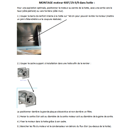400° 9/9 3600m3/h motor para campanas de restaurante