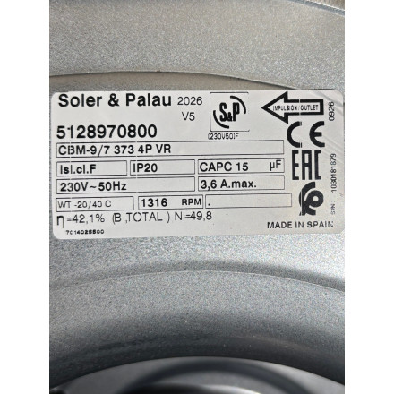 Motor turbina DDM 9/7 2900m3/h para campana industrial