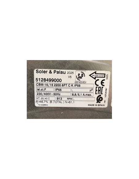 Motor 15/15 Tri 9000m3/h para unidad de extracción de ventilación