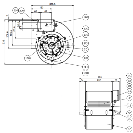 Motor turbina NICOTRA DDM 7/7 2000m3/h para campana extractora industrial
