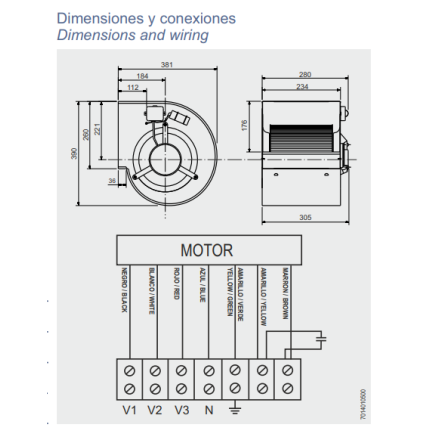 Motor centrífugo DD 9/7 de 3 velocidades para aire acondicionado o calefacción
