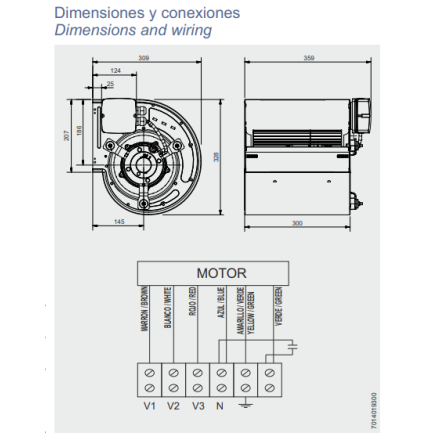 Motor centrífugo DD 7/9 de 3 velocidades para aire acondicionado o calefacción