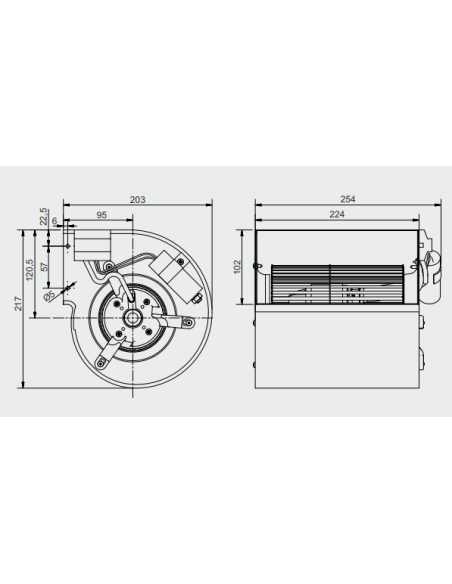 Motor DD 1400 m³/h para hottes professionais
