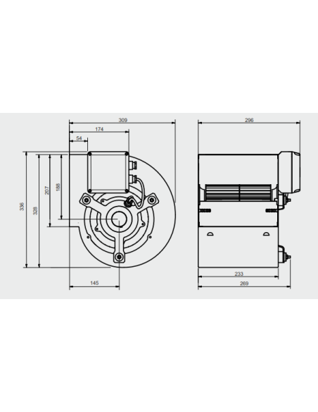 Moteur escargot DD 7/7 – 1500 m³/h | Moteur centrifuge double ouïe pour hotte pro