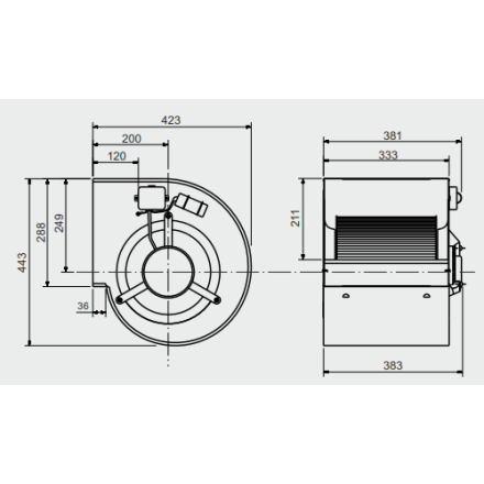 Radialventilator DD 10/10 - 3600 m³/h | Günstiger professioneller VMC-Motor - auf Lager