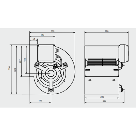 Motor 12/12 6000 m3/h para unidad de extracción de ventilación