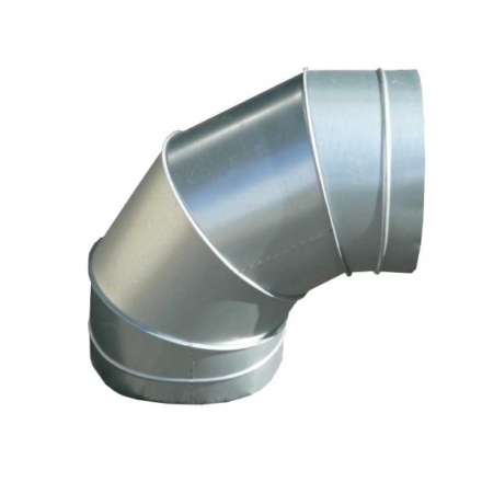 Codo de 90° de acero galvanizado para red de ventilación o restauración